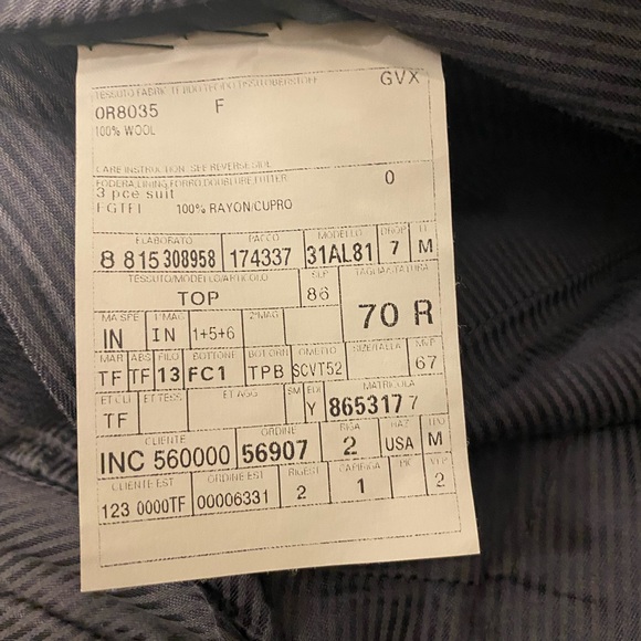 Tom Ford 3 piece suit herringbone stripe gray see info size measurements wool - Picture 14 of 16